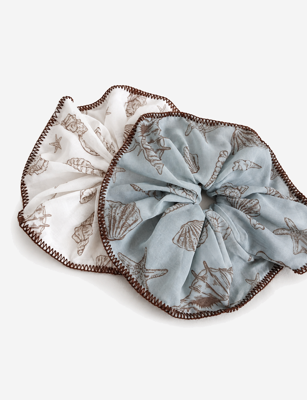 Fresh Starfish Shell Print Ruffled Scrunchies 6W6HSR345