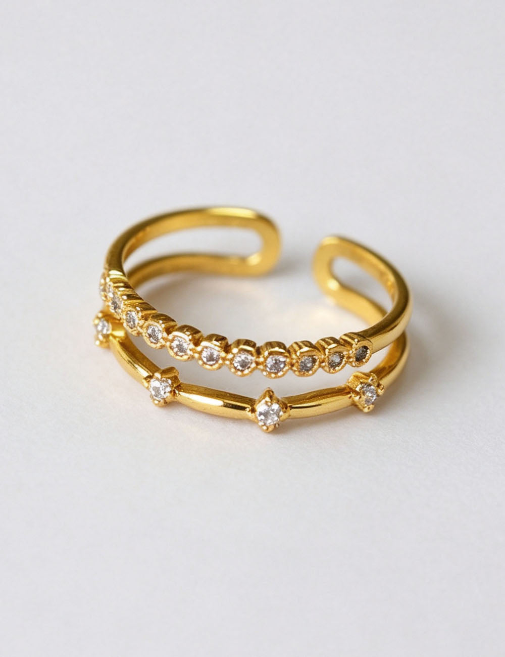 Double Layer Zircon Ring - DippedShop Wholesale - #1347