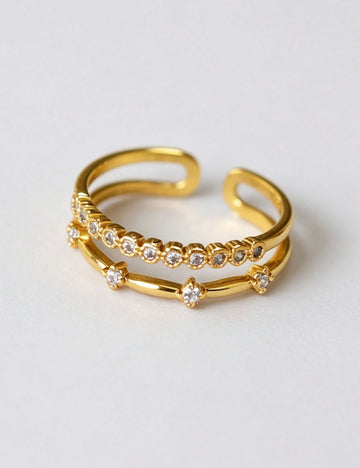 Double Layer Zircon Ring - DippedShop Wholesale - #1347