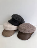 Leather Brim Knit Beret - DippedShop Wholesale - #4243