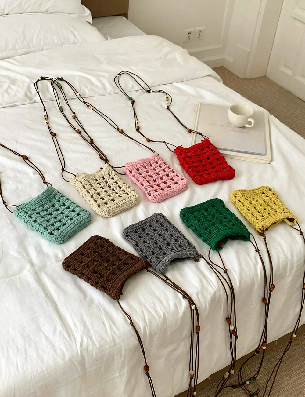 Cute Solid Color Hollow Hand Crochet Crossbody Bag MK2BCR6W10BBG22