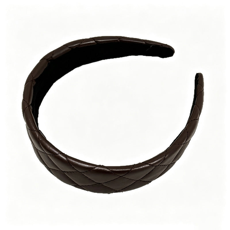 Minimalist Solid Color Plaid PU Wide Headband 6W6HBD311