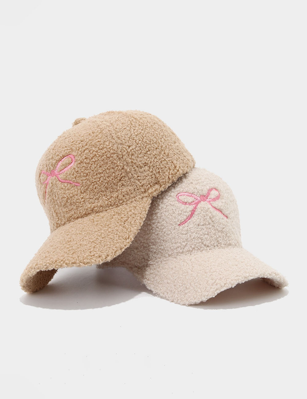 Lamb Wool Bowknot Embroidery Cap - DippedShop Wholesale - #1859