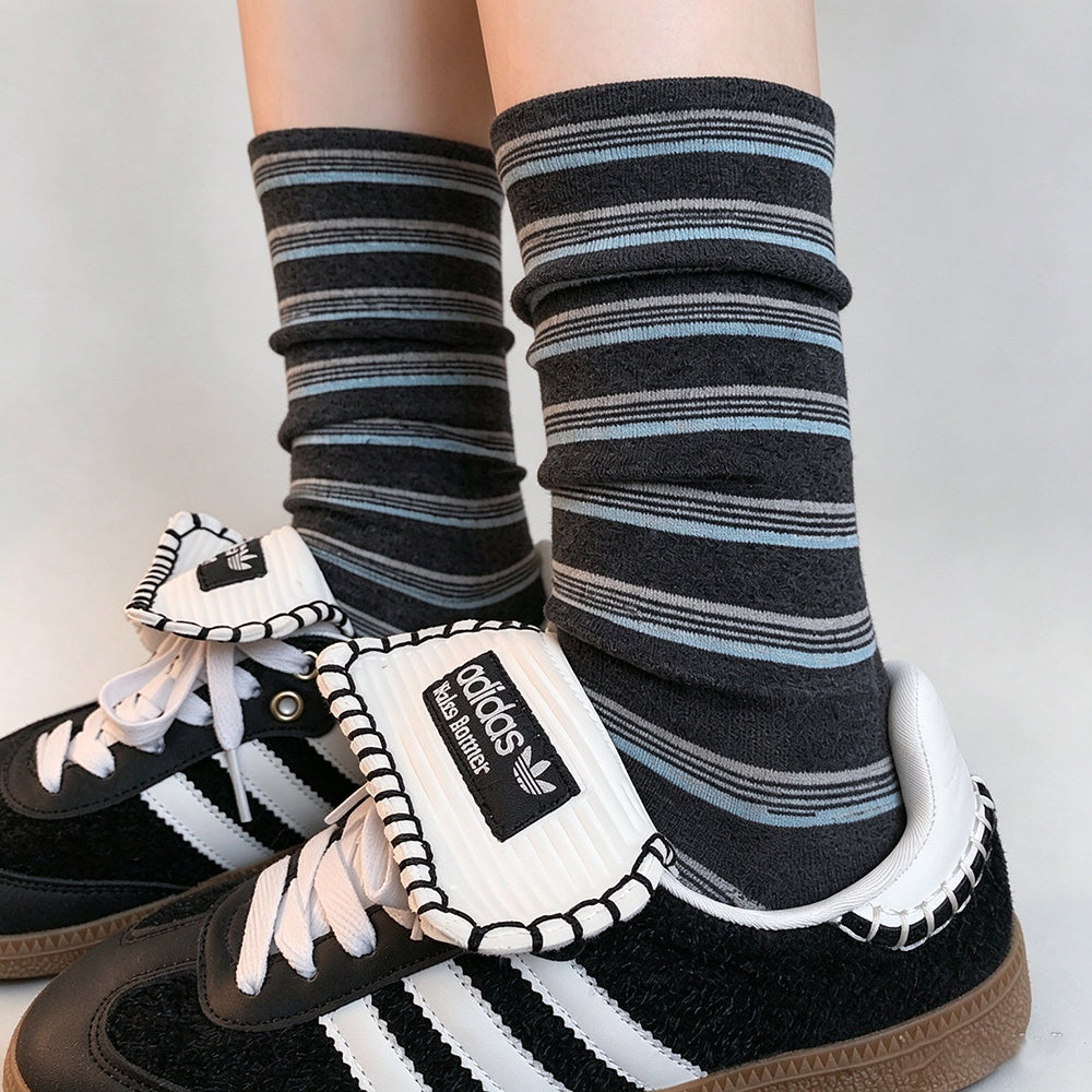 Striped Slouchy Crew Socks - DippedShop Wholesale - #5907