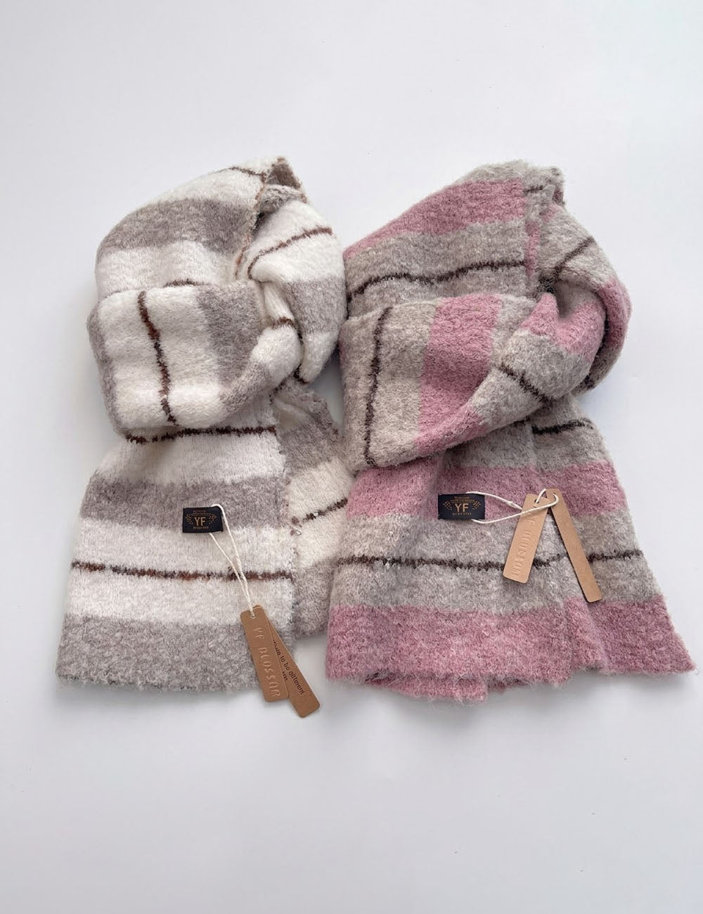 Thick Warm Soft Color Block Striped Shawl Scarf 6W6NSC78