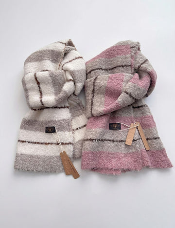 Thick Warm Soft Color Block Striped Shawl Scarf 6W6NSC78