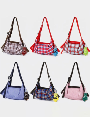 Retro Plaid Color Block Underarm Bag 6W10BBG1326