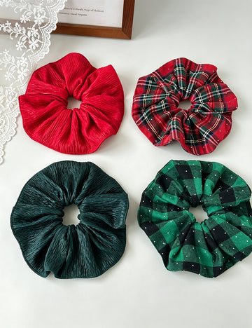 Plaid Studded Hair Scrunchie - DippedShop Wholesale - #1747