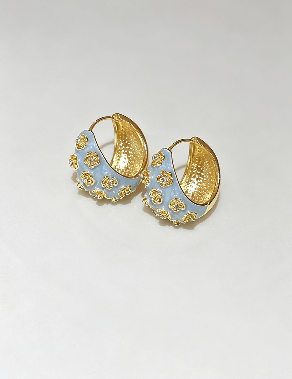 Fresh Flower Enamel Gold Plated Stud Earrings 6W6JER733
