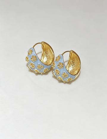 Fresh Flower Enamel Gold Plated Stud Earrings 6W6JER733