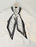 Simple Color Block Striped Print Silk Scarf 6W6NSI258