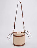 Simple Color Contrast Woven Bucket Crossbody Bag 6W10BBG2354
