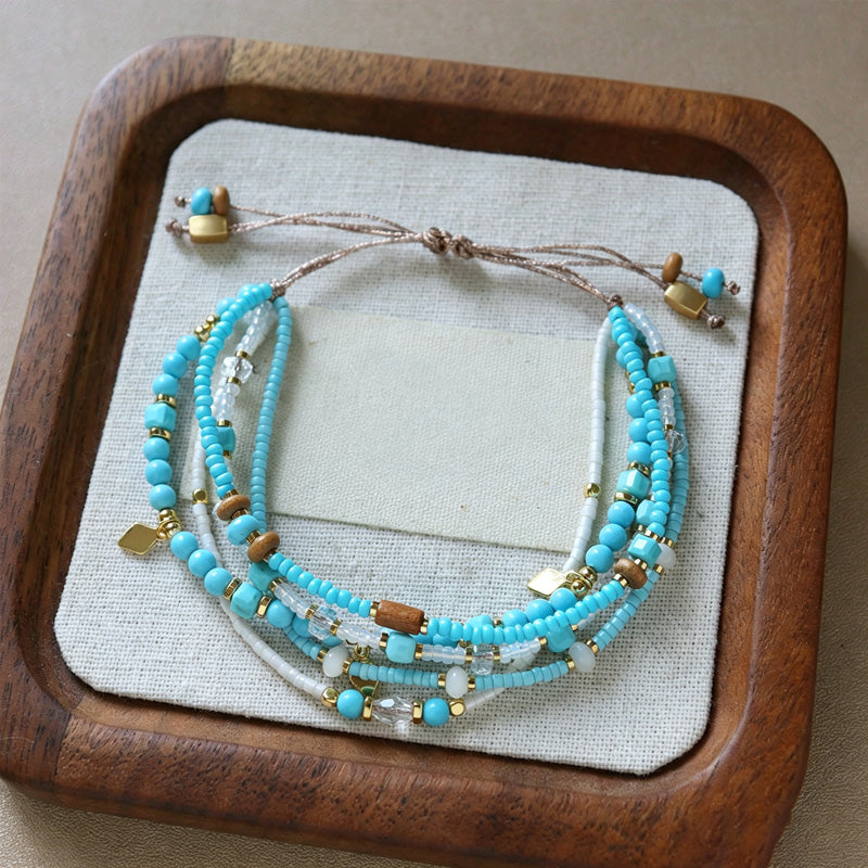 Vintage Multi-Layer Seed Bead Adjustable Bracelet 6W6JBR466
