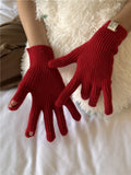 Winter Solid Color Touch Screen Plush Knit Gloves  6W6GLO74