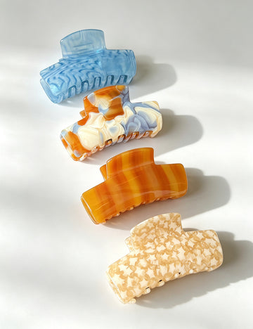 Simple Amber Marble Texture Acetate Hair Claw 6W6HCP1631