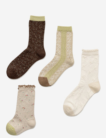 Floral Ruffled Crew Socks - DippedShop Wholesale - #8483