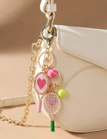 Trendy Heart Tennis Racket Pendant Bag Charm 6W10BBC338
