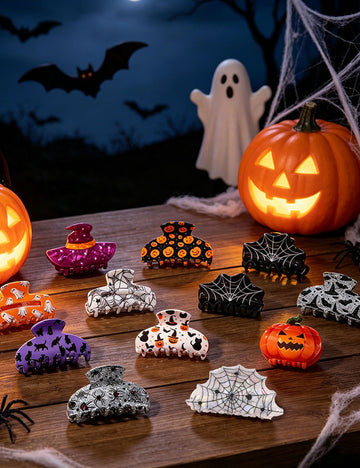 Quirky Halloween Ghost Pumpkin Hair Claw 6W6HCP1324