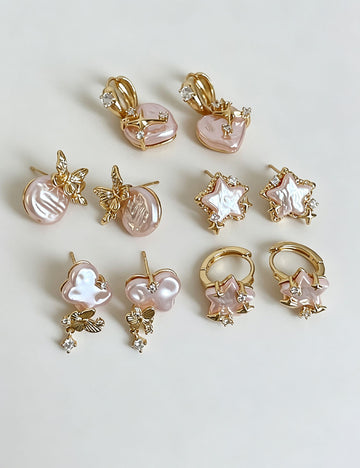 Star Pearl Dangle Hoop Earrings - DippedShop Wholesale - #1603