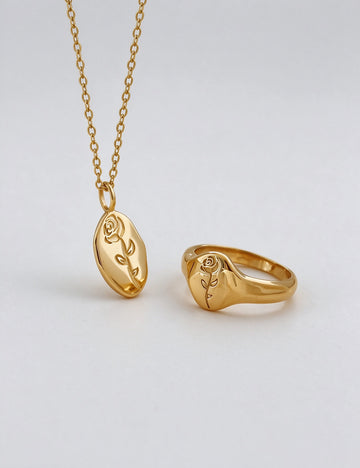 Oval Rose Signet Ring - DippedShop Wholesale - #0179