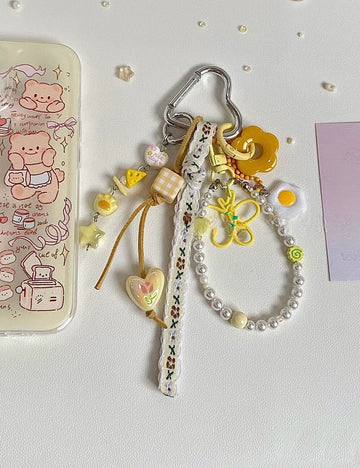Cute Heart Pearl Chain Pendant Keychain Bag Charm 6W10BBC393