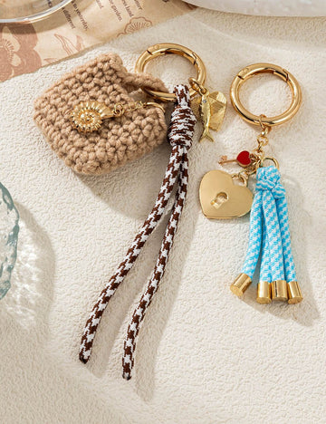 Trendy Woven Handbag Pendant Keychain Bag Charm 6W10BBC346