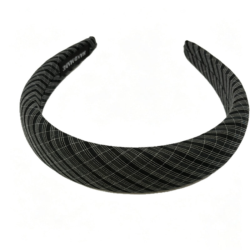 Retro Plaid Color Blaock Padded Fabric Headband 6W6HBD320