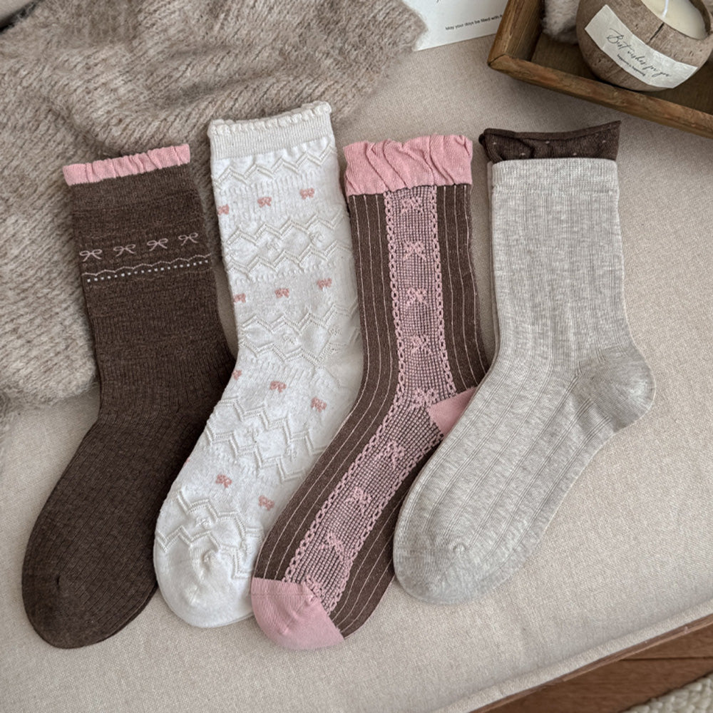 Bowknot Ruffled Slouch Socks - DippedShop Wholesale - #5507