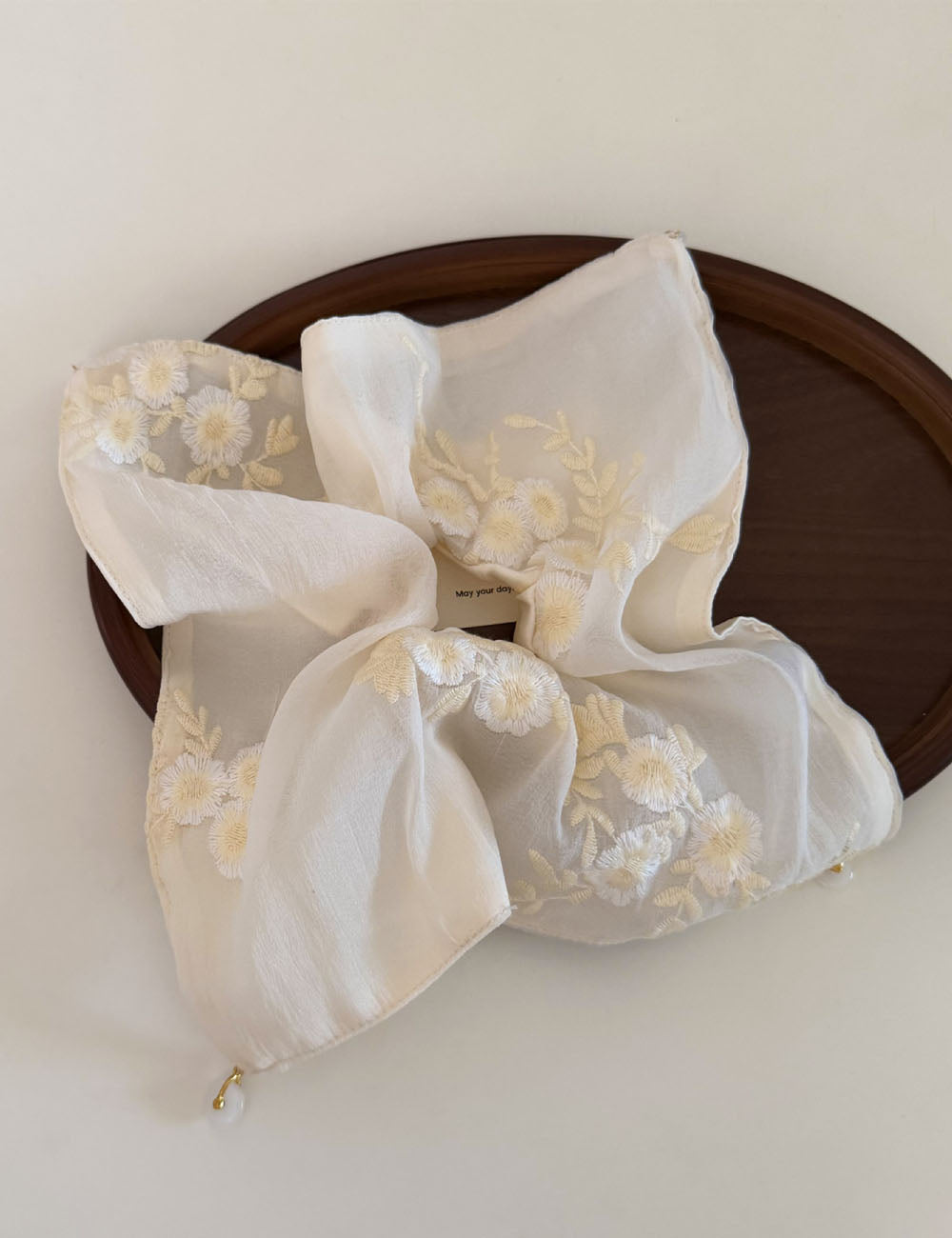 Elegant Floral Embroideries Square Hair Scrunchies MK2BW6W6HSR81