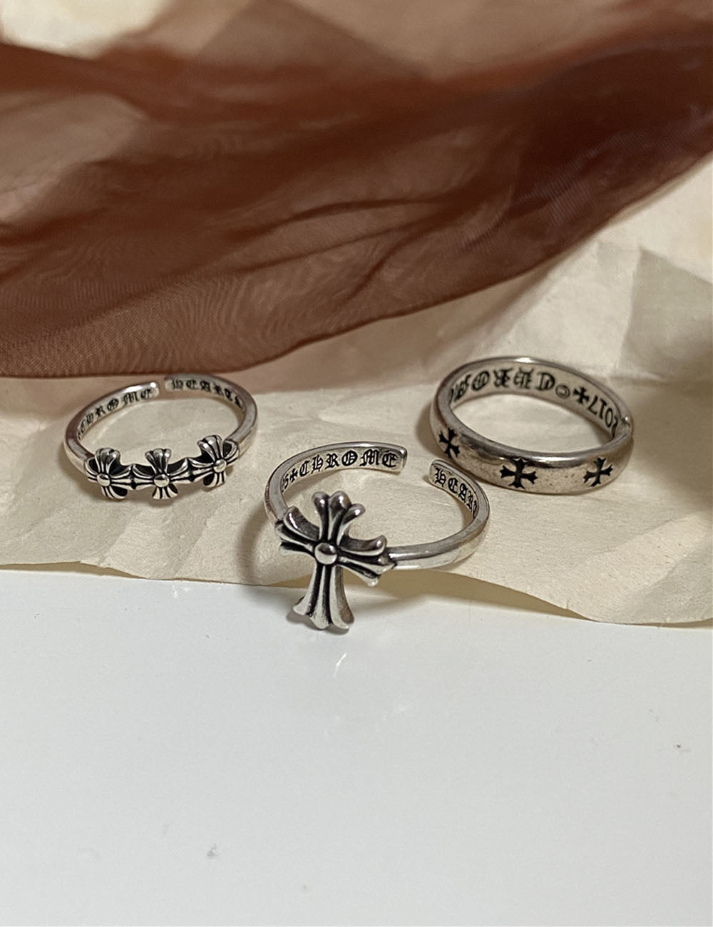 Vintage Punk Silver Plated Cross Statement Ring 6W6JRG292