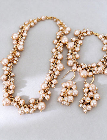 Vintage Gold Plated Pearl Tassel Choker Necklace 6W6JNC960