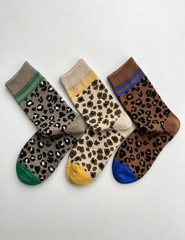 Leopard Print Crew Socks - DippedShop Wholesale - #5971