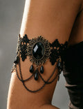 Vintage Gothic Black Lace Crystal Tassel Bracelet 6W6JBR448
