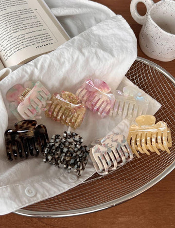 Simple Marble Textutred Acetate Mini Hair Clip 6W6HCP1301