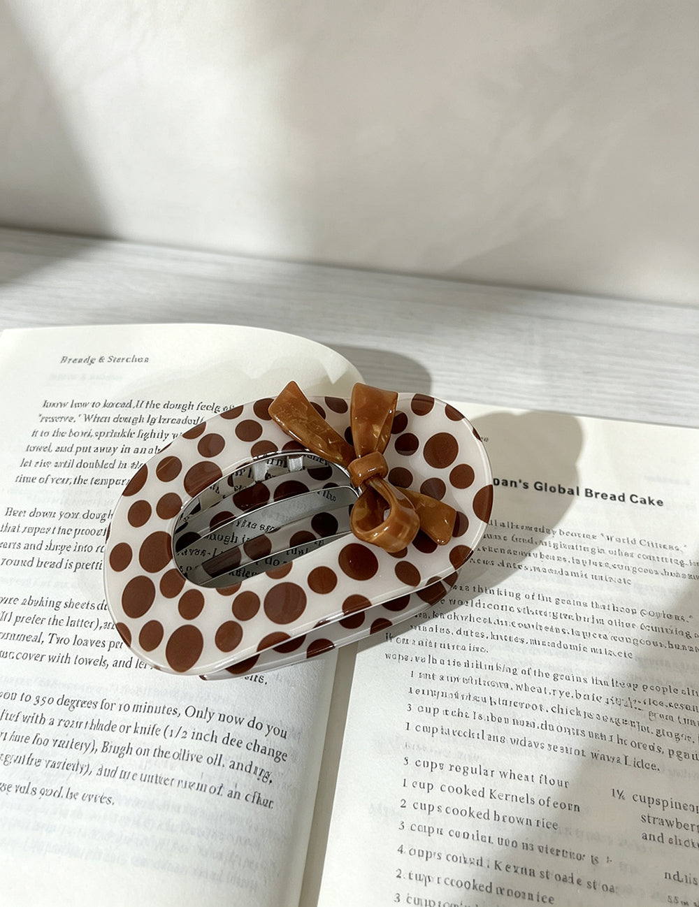 Trendy Bowknot Polka Dot Oval Hair Claw 6W6HCP1645