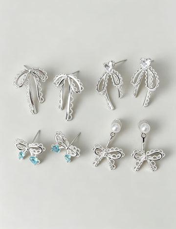 Pearl Bow Dangle Earrings - DippedShop Wholesale - #6803