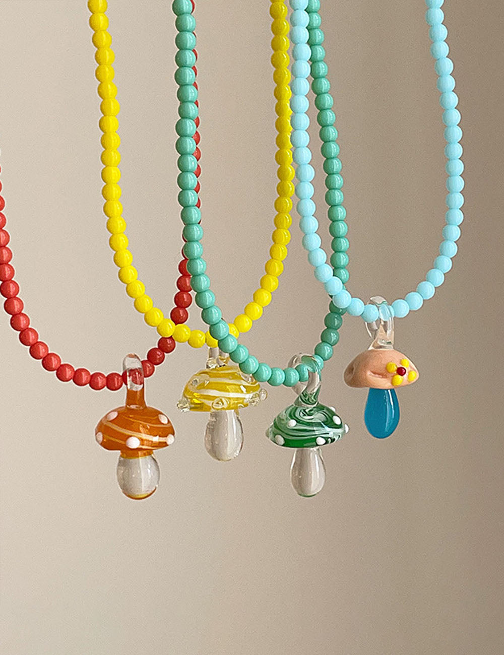 Mushroom Pendant Beaded Choker - DippedShop Wholesale - #6067