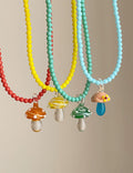 Sweet Mushroom Pendant Beaded Choker Necklace 6W6JNC449