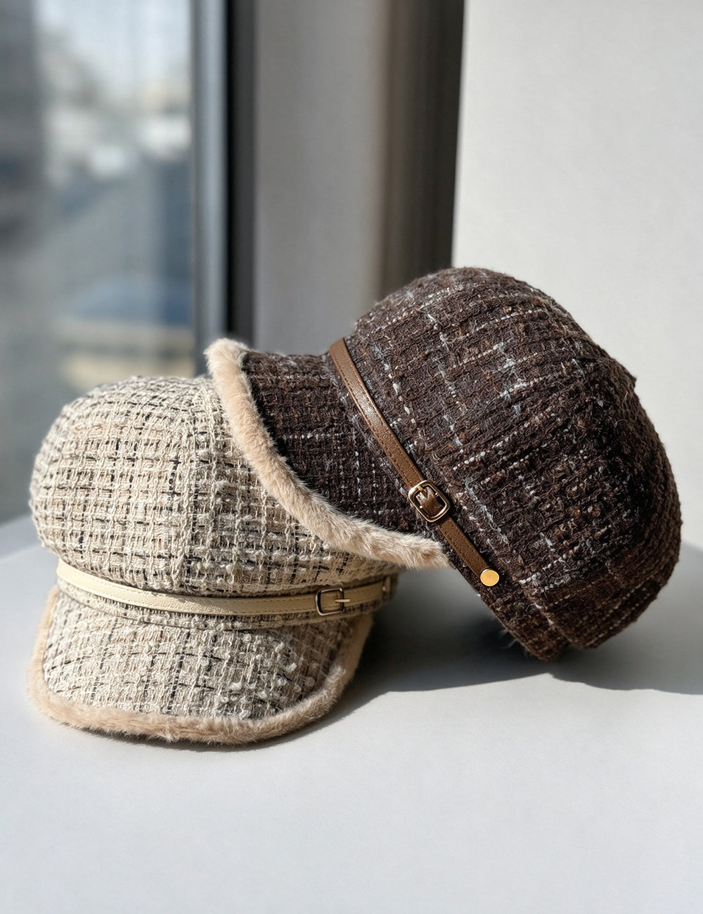 Tweed Plaid Beret Hat - DippedShop Wholesale - #8515