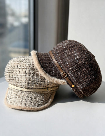 Tweed Plaid Beret Hat - DippedShop Wholesale - #8515
