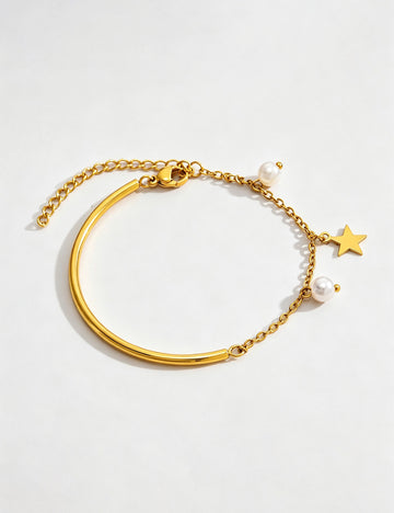 Luxury Pear Star Charm Gold Plated Chain Bracelet 6W6JBR525