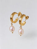 Pearl C-Shaped Stud Earrings - DippedShop Wholesale - #7475
