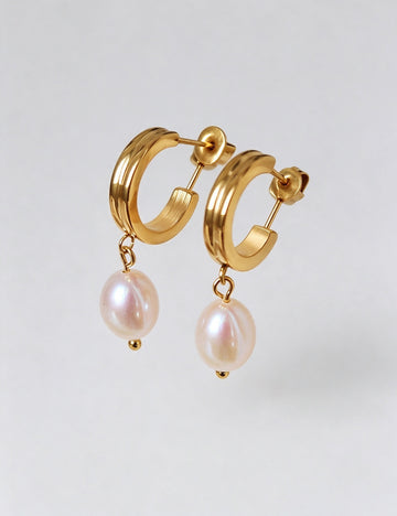 Pearl C-Shaped Stud Earrings - DippedShop Wholesale - #7475