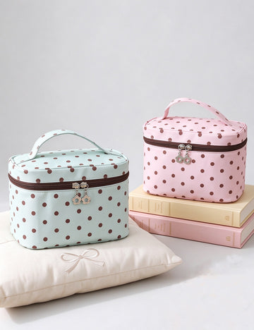 Cute Polka Dots Print Large Capacity Cosmetic Bag 6C5CO270