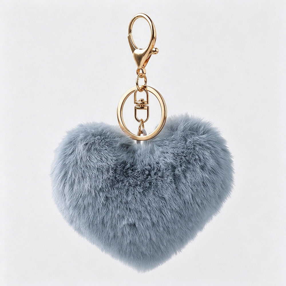 Faux Fur Heart Keychain - DippedShop Wholesale - #6291
