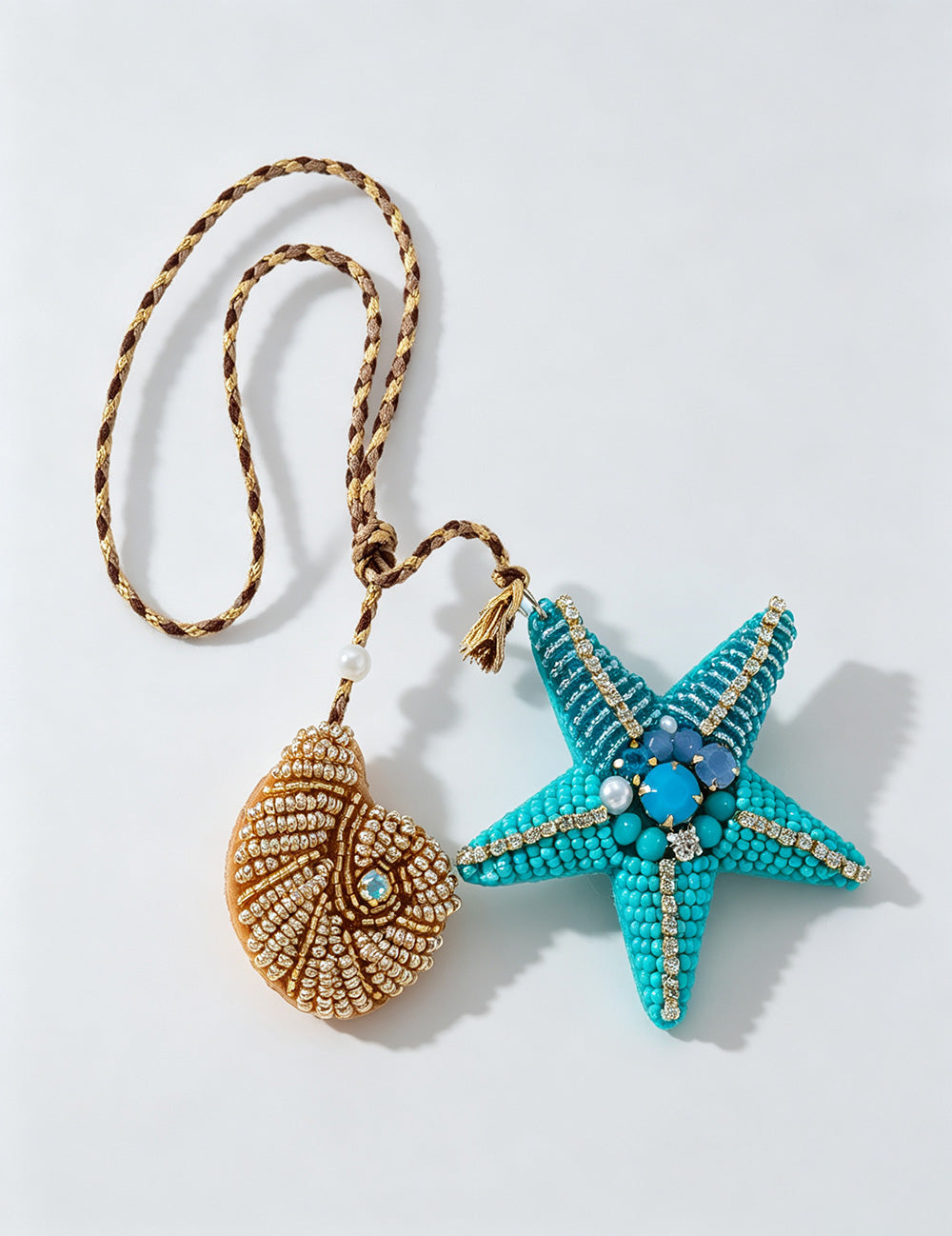 Trendy Rhinestones Bead Starfish Pendant Bag Charm 6W10BBC787