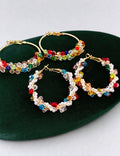 Colorful Crystal Pearl Woven Hoop Earrings 6W6JER833