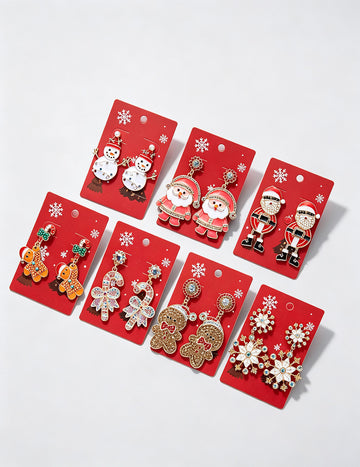 Colorful Rhinestone Santa Claus Dangle Earrings 6W6JER681