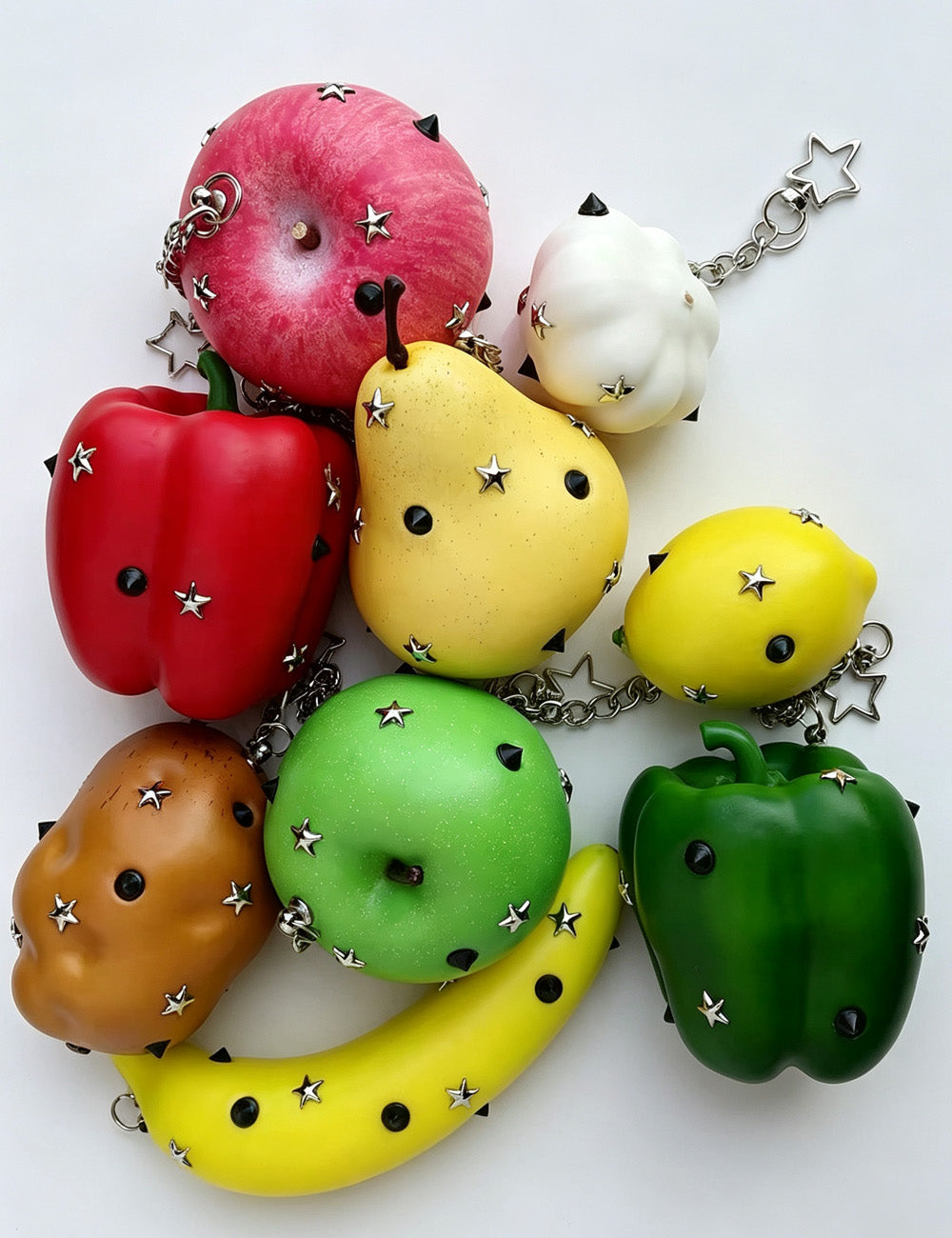 Punk Studded Spiked Faux Fruit Vegetable Bag Charm 6W10BBC706