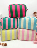 Simple Color Block Striped Corduroy Cosmetic Bag 6S5CO105